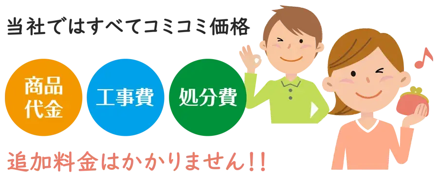 商品代金、工事費、壊れた給湯器の処分費込みの料金